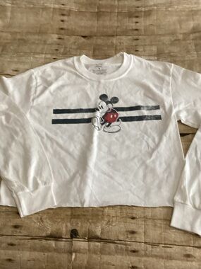 White Mickey Mouse Graphic Sweatshirt